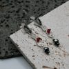 handmade boho bliss hematite earrings, natural coral stone earrings, handmade macrame earrings, sterling silver earrings, silver 925 earrings, designer sterling silver earrings, macrame cords, sustainable designer silver earrings, hematite beads earrings,cute earrings, gift idea earrings.