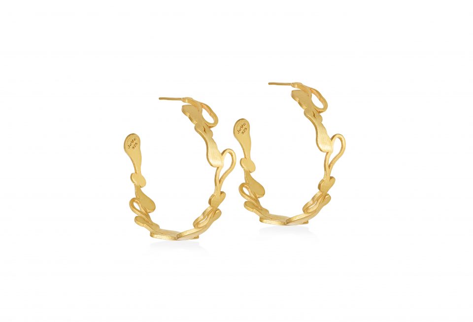 Handmade Acrobats Golden Hoop Earrings made of 24K gold plated silver. A timeless accessory for your jewelry box! Made in Greek atelier by "JeAc" Brand.