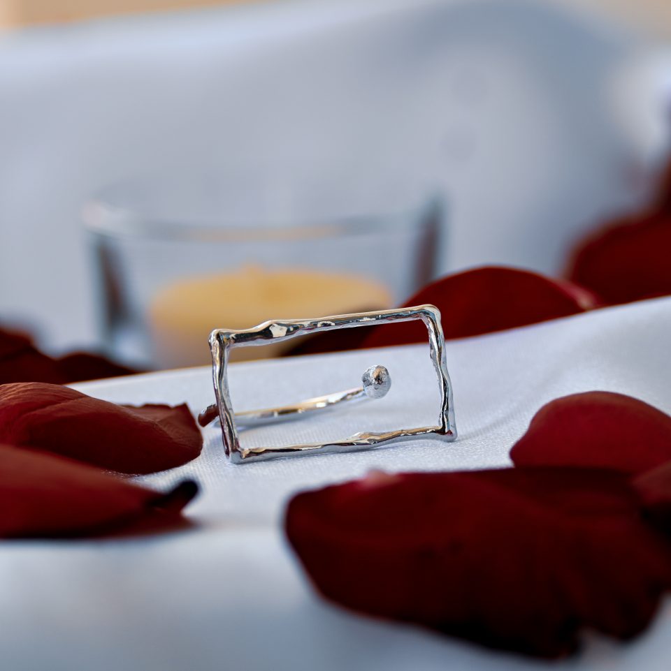 sterling silver rectangular ring made of silver 925, sterling silver rectangular ring made of 24K gold plated sterling silver, greek made sterling silver rectangular ring, handmade sterling silver rectangular ring, a statement ring made in greece, statement sterling silver rectangular ring, big sterling silver rectangular ring.