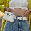 modern white genuine leather belt bag, modern belt bag in white genuine leather, handmade modern belt bag in white genuine leather, summer modern belt bag in white genuine leather, modern belt bag in white genuine leather includes white leather bag and white leather belt, women's leather accessories, women's handmade creations in genuine leather, women's leather belt bags, women's leather waist bags.