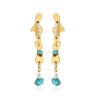 handmade boho bliss turquoise earrings with freshwater pearls, freshwater pearl earrings, cultured pearl earrings, gold-plated earrings, sterling silver earrings, designer sterling silver earrings, turquoise natural stone jewelry.