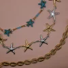 Summer Starfish Choker Necklace made of stainless steel with starfishes in mix of silver and gold color. The perfect necklace to create the hottest summer layerings. A women's summer jewelry for every day.