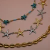 Summer Starfish Choker Necklace made of stainless steel with starfishes in mix of silver and gold color. The perfect necklace to create the hottest summer layerings. A women's summer jewelry for every day.