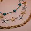Summer Starfish Choker Necklace made of stainless steel with starfishes in mix of silver and gold color. The perfect necklace to create the hottest summer layerings. A women's summer jewelry for every day.
