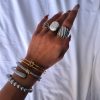 square baroque pearl steel ring