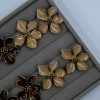 daisy enamel earrings in beige