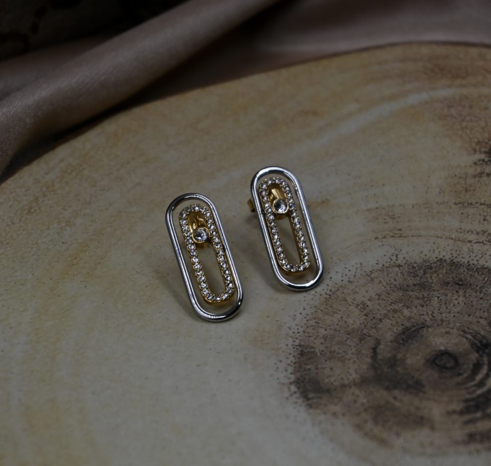 Discover our Luxe Zircon Bar Earrings, a viral jewelry trend with gold-plated zircon bar, steel gold studs, and contemporary double-bar design for modern, statement elegance.
