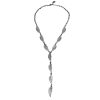 Stunning Angel Wings Silver Tie Necklace crafted from durable stainless steel with silver plating and engraved angel wing elements. Perfect for the summer months, it highlights the neckline and draws all eyes.