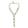 Stunning Angel Wings Gold Tie Necklace crafted from durable stainless steel with an 18-karat gold plating and engraved angel wing elements. Perfect for the summer months, it highlights the neckline and draws all eyes.