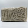 Kallisti Sparkling Gold Clutch Bag in shimmering gold fabric with detachable gold chain. The perfect elegant accessory for weddings and galas.